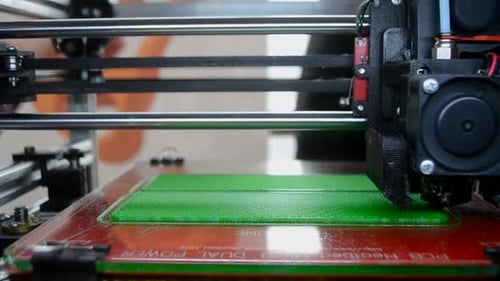 3D Printer 3D Printer Printing Object Closeup 3D Printer Printing Model Green