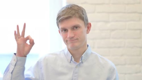 Young Adult Giving OK Hand Gesture