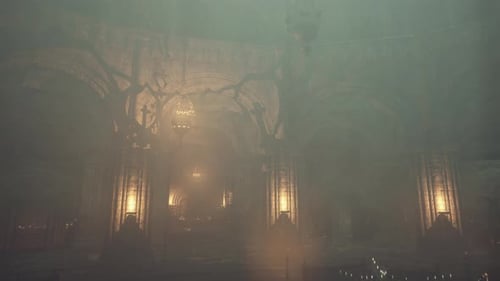 Gothic Church Mystical Candlelit Interior