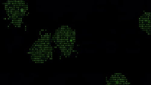 8 Computer Virus Bugs - Digital Data Problem - Crawling Loop Over Screen CU - Flashing Green 4K