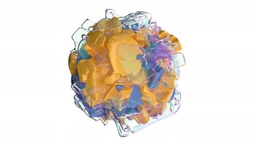 abstrakte Farbkugel, Glas, blau, gelb, Kunststoff, introvertierbar