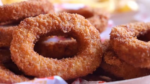 Crispy Onion Rings Served at a Local Diner in Summer