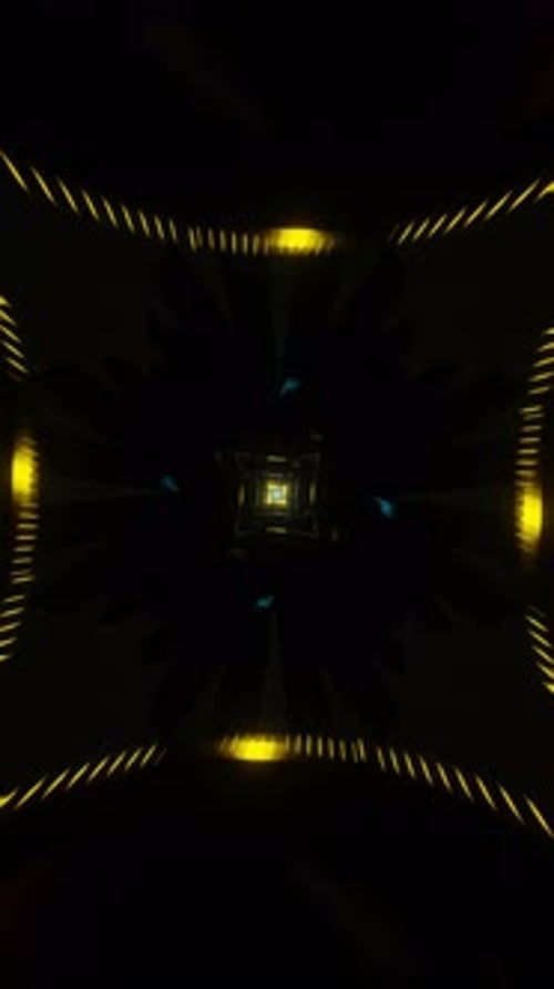 Vertical Video of Cyberpunk VJ Loop with Glowing Polygon Transitions