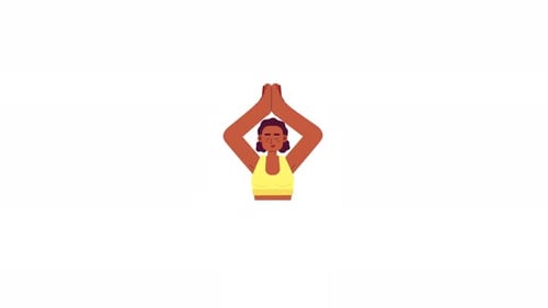 Flat Design Animated Person Practicing Yoga Pose