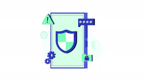 Sicherheitsanimationen, Schutzsymbole, ideal für digitale Sicherheitskonzepte und Technologie-Blogs.