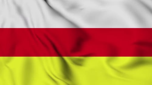 Realistic White Red Yellow Flag Waving in Wind