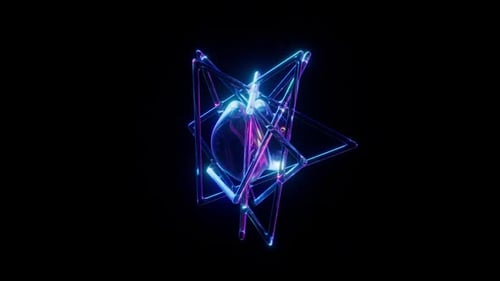 Futuristic Neon Geometric Structure in Black Space Loop