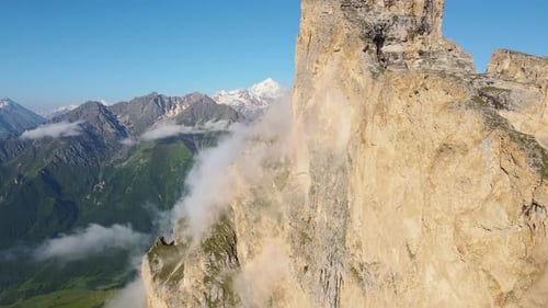 Aerial View of the Rocky Lykoran Ridge with Vertical Walls in the Caucasus