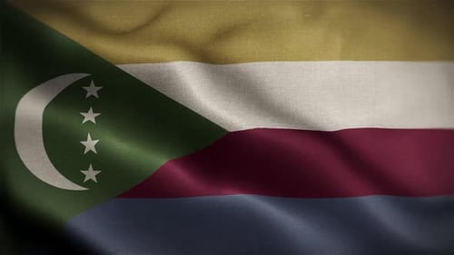Comoros Flag Waving Realistic Loop