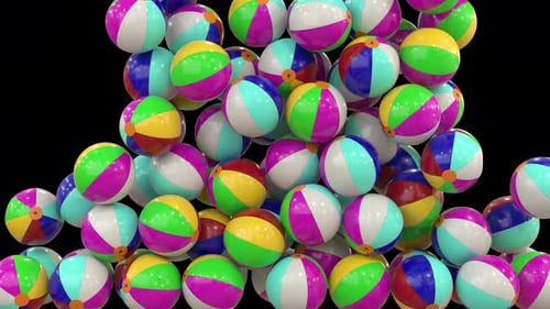 Vibrant Inflatable Beach Ball Animated Transition Fill Upp Flow Out