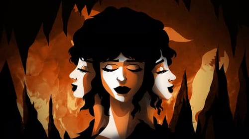 hecate three headed goddess in the underworld with souls and fire