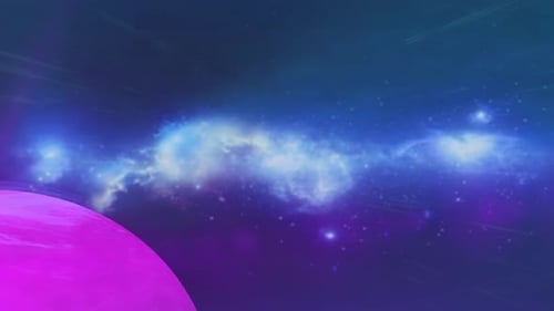 3D-Renderanimation von Mars, Sternenhimmel, Milchstraße und Nebel