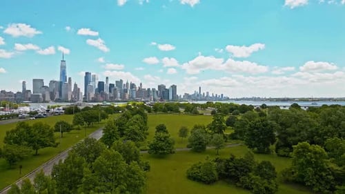 New York City NYC Aerial View New York City Skyline From Drone Panoramic Drone View on Manhattan in