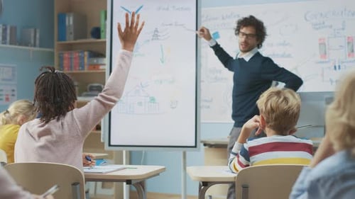 Teacher Explaining Science to Elementary School Students