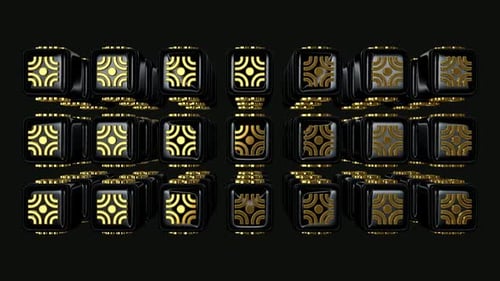 Abstract Golden Geometric Cubes Loopable Background Animation