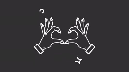 Minimalist Heart Hands Line Art Animation Loop