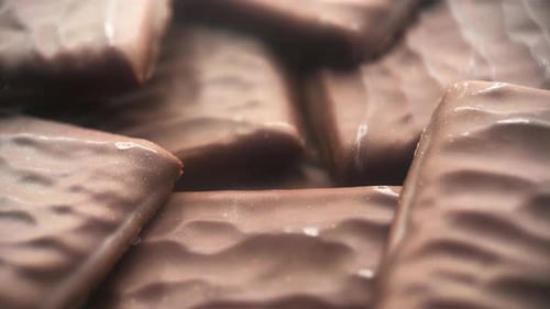 Shiny Chocolate Candies in Tempting Close-Up
