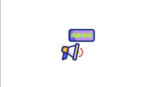 Animated Megaphone Announcing Hiring in Flat Style