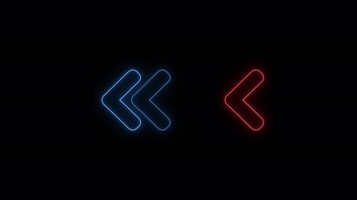 Red swipe up pointing solid arrow forward icon. side direction animated arrow on black background ad