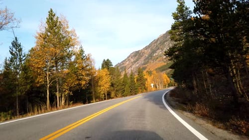 Fall foliage POV driving in the Rocky Mountains of Colorado