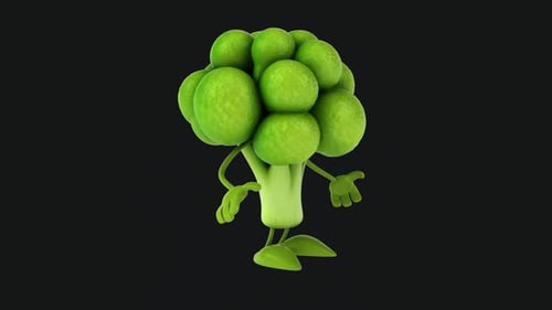 Fun 3D cartoon broccoli (with alpha channel)