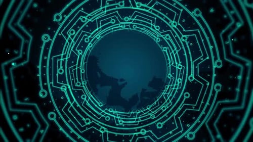 Futuristic Digital Circuitry Globe Technology Background