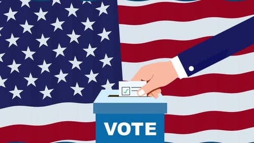 people voting in ballot box on usa presidential election 2024 america democracy animation