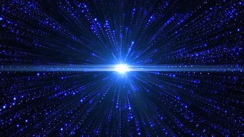 Futuristic Blue Light Particle Burst Through Space Background