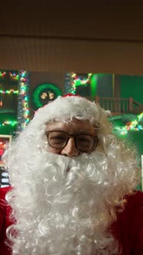 Santa Claus Close Up Reveals Himself From Box