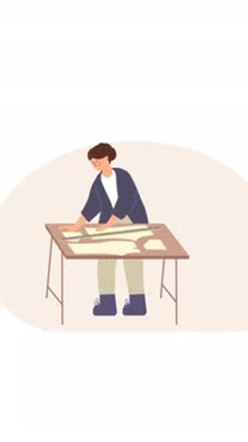 Woman Creating Garment Vertical Animation