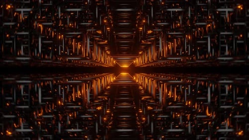 Dunkelgrauer und orangefarbener leerer kubischer Hintergrund Vj Loop in 4K