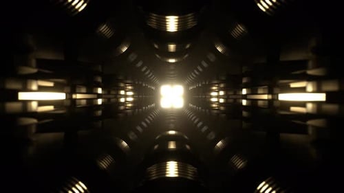 Gold Fantastic Tunnel To The Unknown Background Vj Loop In 4K
