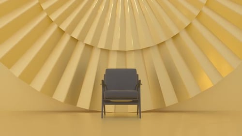 Vidéo sur une chaise élégante sur fond doré pour un design d'intérieur sophistiqué