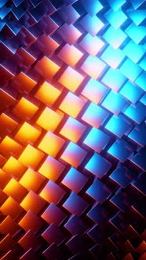 Animation de cubes métalliques rotatifs aléatoires. Vidéo en boucle verticale
