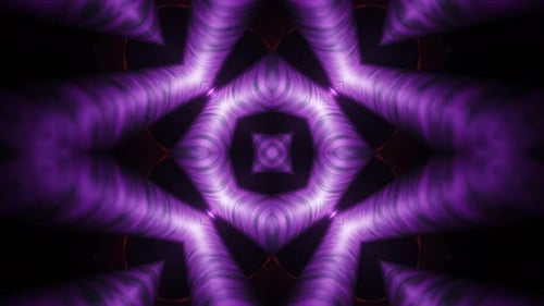 Purple and black abstract background with square design in the center. Kaleidoscope VJ loop