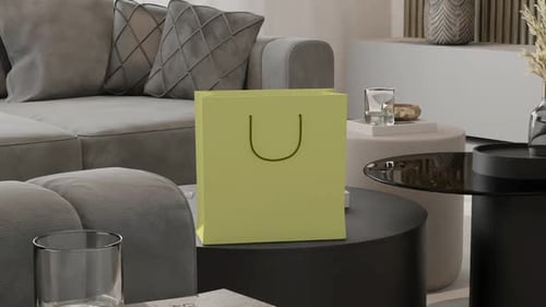 Elegant Empty Shopping Bag Mockup in Modern Interior