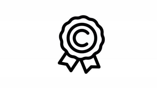 Minimalist Animated Copyright Badge Icon with Ribbons