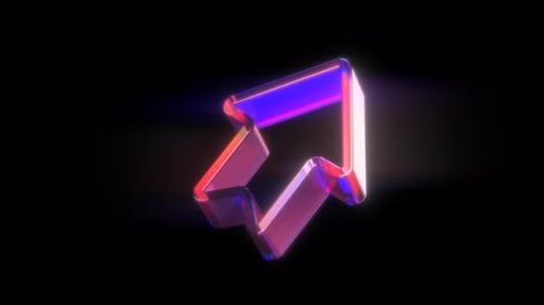 3D Neon Glowing Arrow Abstract Rotation Loop
