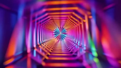 Loop de movimento de túnel SciFi hexagonal de néon