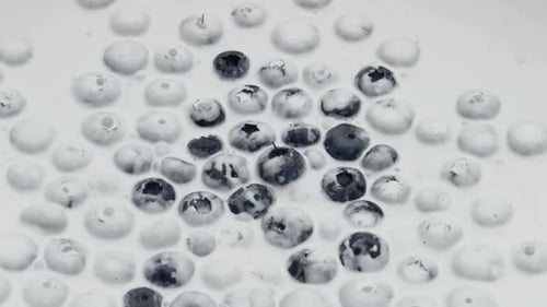 Natural Tasty Blueberry Yogurt with Ripe Berries on Creamy Surface Close Up