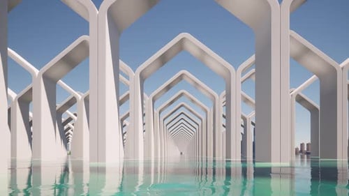 Weiße Architektur am Meer
