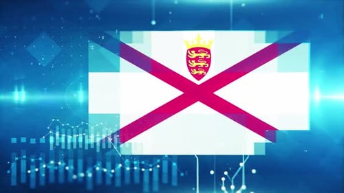 Jersey Flag On Economy Background And Graph