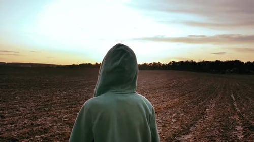 Field of Aspirations Boy Reaching for the Twilight Sky