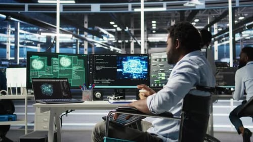 Man with Paraplegia in Server Hub Trying to Protect Hardware From Hacker Attack