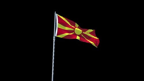 North Macedonia Flag Waving Loop Animation