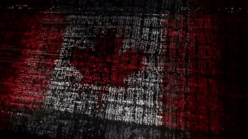 Bandera de Canadá ondeando con código de seguridad