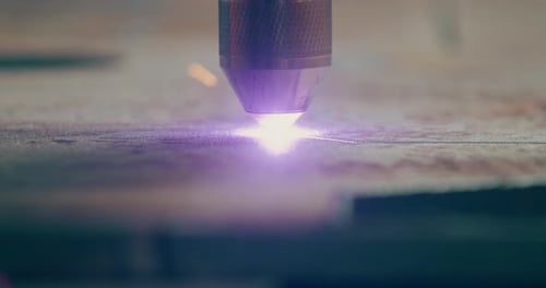 Plasma Laser Cutting Metal Sheet with Sparks Welding