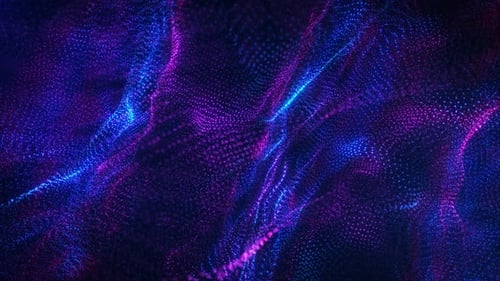 Abstract digital dynamic particle waves with light motion lights background, data flow
