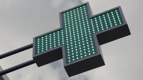 LED Pharmacy Cross Sign Animated Advertising