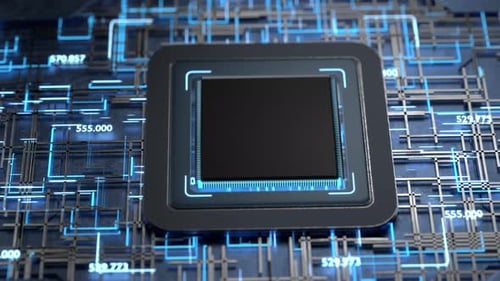 work of the central processor. Starting the microchip. Advanced technology concept visualization: ci